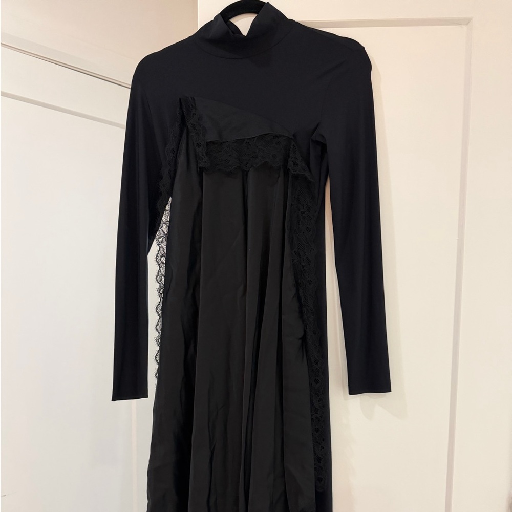 MM6 Maison Margiela Black Asymmetrical Lace Midi Dress NWT Size S